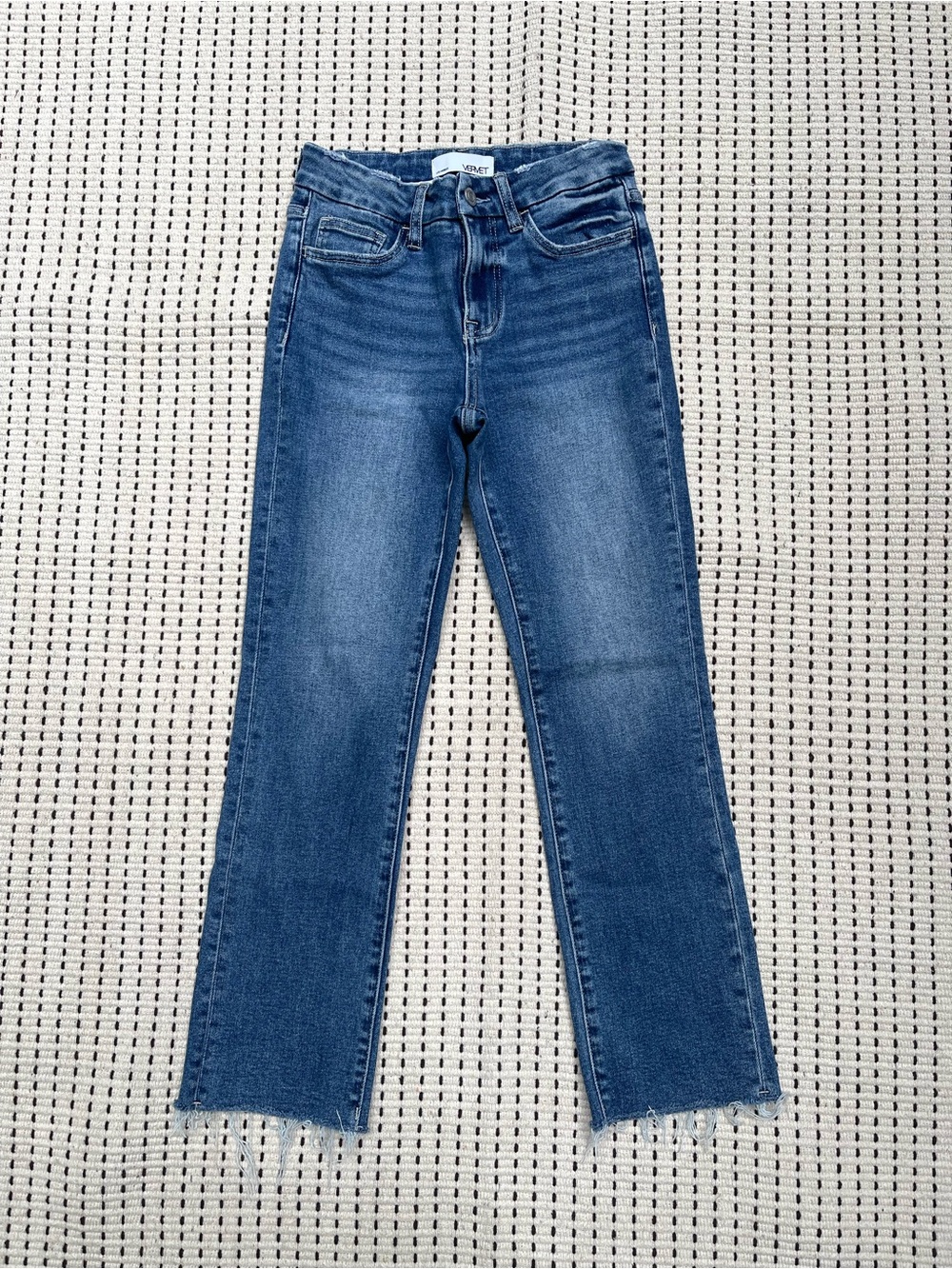 Vervet High Waisted Straight Crop Raw Hem Jeans Size 26